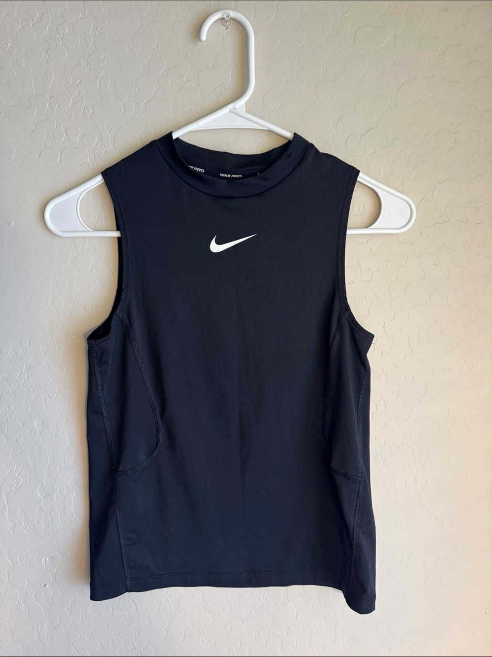 Nike Black Sleeveless Athletic Tank with White Swoosh